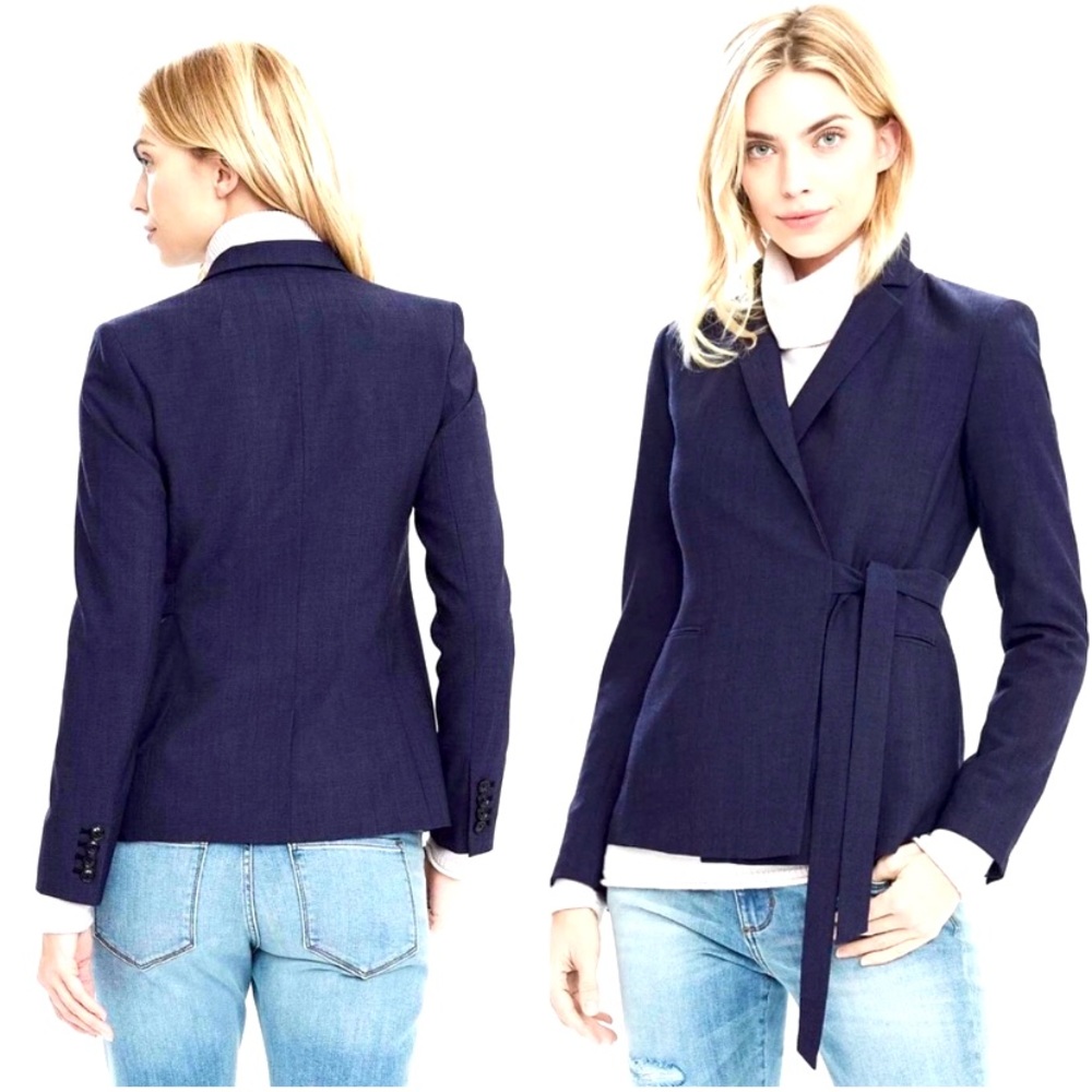 Banana Republic Wool Wrap Blazer I Navy I Sz. 6